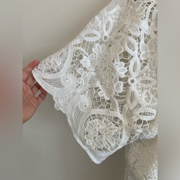 Martha Stewart Collection White Crochet Knit Top Large Cottagecore - Picture 4 of 11